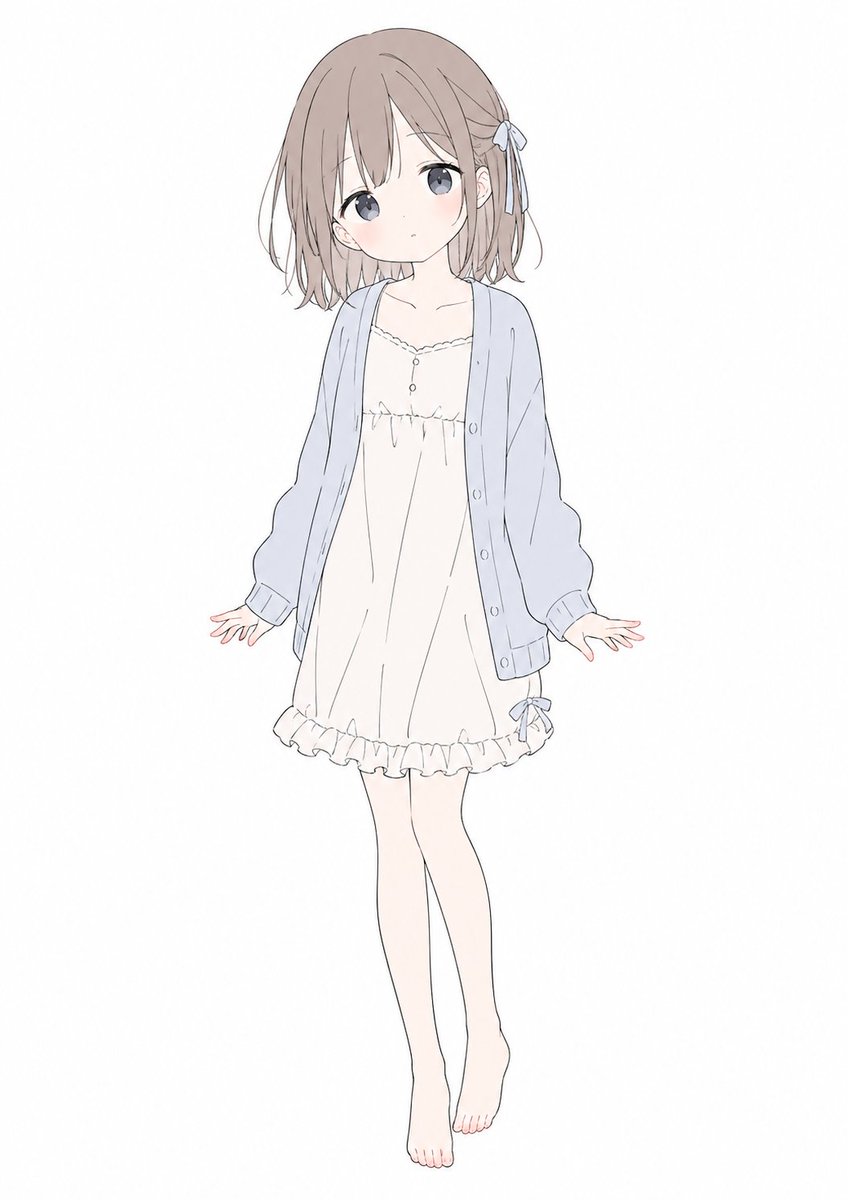 柔和粉彩动漫女孩全身像