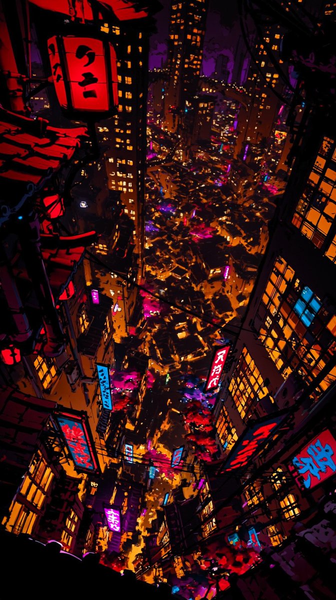 超现实日式未来都市插画
