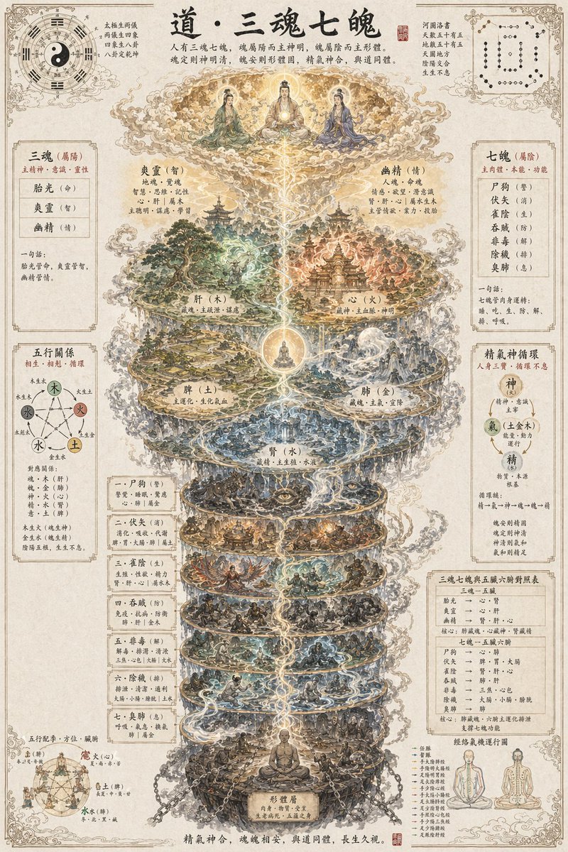 道教三魂七魄古风海报