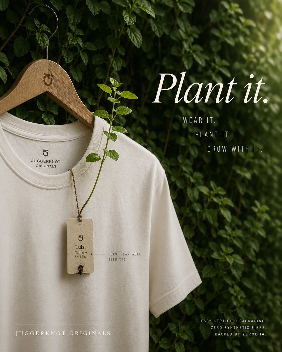 可持续T恤植物标签广告主图